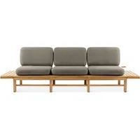 Konsimo Sofa ATREDA Gartensofa 3-Sitzer, mit beideseitig Ablagen, hergestellt in der EU, Massivholz Esche, mit integriertem Tisch grau