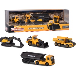 majORETTE Spielzeug-LKW Volvo Fahrzeuge-Set - Baustellenfahrzeuge 4er, aus Metall gelb|schwarz