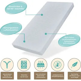 Kids Collective Matratze waschbarer Bezug Kinder 10 cm hoch, eco5 Wendematratze Kinder Kindermatratze 120x200 cm Kinderbett Bodenbett - Weiß
