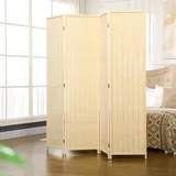 Homcom Paravent Kiefernholz Bambus, Naturholz 180L x 1,7B x 180H cm-Naturholz | Gr.: onesize