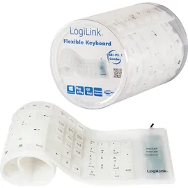 Logilink Flexible wasserfeste Keyboard DE weiß (ID0018A)