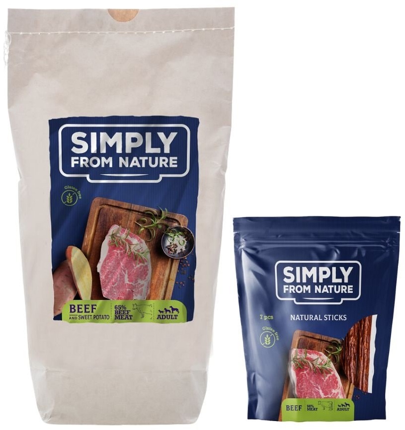 SIMPLY FROM NATURE Oven Baked Dog Food with beef Oven Baked Dog Food mit Rind 1,2 kg  + Nature Sticks mit Rind 7 St.