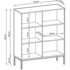 Selsey Highboard 104 x 125 x 39 cm Grau