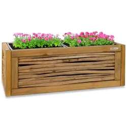 VOSS.garden Pflanzbeet, Pflanzkasten Holz 85x46x30cm, Kiefernholz braun mit Haselnussfüllung