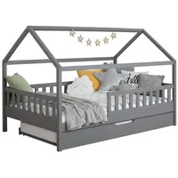 TICAA Hausbett Kay 100 x 200 cm Kiefer massiv weiß