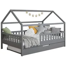 TICAA Hausbett Kay 100 x 200 cm Kiefer massiv weiß