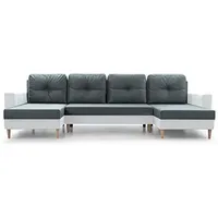 E-meubles - Wohnlandschaft Ecksofa U-Form mit Schlaffunktion Eckcouch mit Bettkasten Sofa Couch Polsterecke U-Sofa - 300x137x84cm - carl u - Grau +