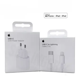 Original Apple 20W Adapter Schnell Ladegerät + 1m USB C to Lightning Ladekabel für iPhone 14 13 12 11 X Pro Max - Weiß