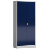 ClassiX Stahlschrank X-530331 enzianblau, lichtgrau 80,0 x 38,0 x 180,0 cm, aufgebaut