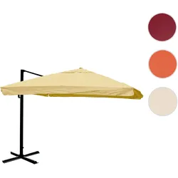 Ampelschirm HWC-A96, Gastronomie, 3x3m (√ò4,24m) Polyester Alu/Stahl 23kg ~ Flap, creme ohne St√§nder