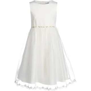 happy girls Taufkleid HAPPY GIRLS "dress", Mädchen, Gr. 92, N-Gr, beige (ecru), Web, Obermaterial: 100% Polyester, festlich, lang, Rundhals, Kleider, mit süßer Blütenapplikation vorne an der Taillennaht