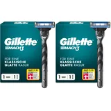 Gillette Mach3 Nassrasierer Herren, Rasierer + 1 Rasierklinge mit 3-fach Klinge, Geschenk für Männer (Packung mit 2)