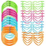 Crazy Fun Loop Strohhalme, Flexible Mehrfarbige Strohhalme, Brillengestell in Herzform, 4 Farben, 12 pcs