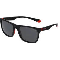 Polaroid PLD 2141/S Unisex-Sonnenbrille Vollrand Rectangular Kunststoff-Gestell, schwarz