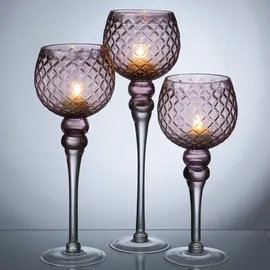 MARELIDA Kelch Windlicht 3 Höhen rosa 3er Set