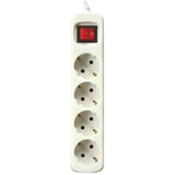 Silver Electronics Mehrfachsockel 4 Steckdosen Schalter Kabel, 1,5m white