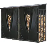 Quick Star 2 Stück Metall Kaminholzregal 130 x 70 x 185 cm mit Wetterschutz Garten Kaminholzunterstand 3,2 m3 / 5 SRM Kaminholzlager Stapelhilfe Aussen