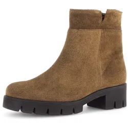 Stiefelette GABOR, Damen, Gr. 41, braun (cognac), Veloursleder, unifarben, klassisch, Schuhe, Blockabsatz, Boots, Chunky-Boots mit Innenreißverschluss