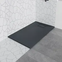 Badland Duschwanne Duschtasse VIDAR 120x90 Schwarz, Rechteck Steinoptik, Siphon GRATIS!