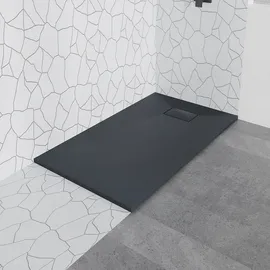 Badland Duschwanne Duschtasse VIDAR 120x90 Schwarz, Rechteck Steinoptik, Siphon GRATIS!
