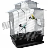 Vogelkäfig,Wellensittichkäfig,Exotenkäfig,60 cm Vogelkäfig Vogelbauer Wellensittich Kanarien Voliere Vogelhaus Käfig IZA 2 II schwarz