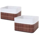 MCW 2er-Set Aufbewahrungskorb MCW-C21, Korb Aufbewahrungsbox Ordnungsbox Sortierbox Regalkorb, Bambus ~ braun