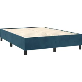 vidaXL Boxspringbett mit Matratze Dunkelblau 140x200 cm Samt