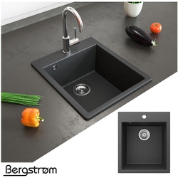 Granit Spüle Küchenspüle Einbauspüle Spülbecken Küche + Siphon Schwarz