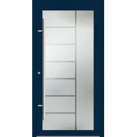PREMIUM Aluminium-Glas Haustür "VERONIKA" 90 mm Vollglas Stahlblau RAL 5011 beidseitig innen öffnend DIN links