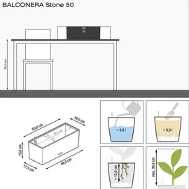 LECHUZA Balconera Stone 50 Komplettset 50 x 19 x 19 cm sandbeige