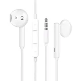 【2er Pack】In-Ear Kopfhörer für 3.5mm [Lautstärkeregler + Mikrofon + Telefonanruf] Audio Ohrhörer kabelgebundenen Kopfhörern Kompatibel für iPhone/Samsung/Galaxy/Android/Smartphones - Weiß