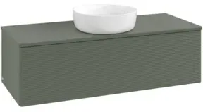 V&B Waschtischunterschrank mit Frontstruktur Antao 120x36x50cm, WBP Lac, lea gre. m Lac