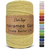 OurTop Premium Makramee Garn Hellgelb, 2mm x 500m Macrame Cord Makramee Kordel Schnur, Garn für DIY Handwerk, Weben Dekoration, Hängepflanze Pflanze Aufhänger