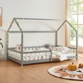 en.casa kids Hausbett Hesel 120 x 200 cm Kiefer grau