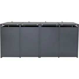 Mendler 4er Mülltonnenverkleidung HWC-J81, Mülltonnenbox, erweiterbar, Metall 100kg, anthrazit ~
