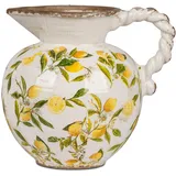 Formano Krug Vase Blumenvase in Vintage-Optik 21x19cm aus Keramik mit glasierter Oberfläche und Zitronen-Dekor verziert