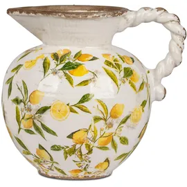 Formano Krug Vase Blumenvase in Vintage-Optik 21x19cm aus Keramik mit glasierter Oberfläche und Zitronen-Dekor verziert