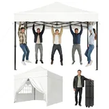 Aoxun Faltpavillon 3x3 wasserdicht stabil mit 4 Sandsäcke, Pop Up Pavillon Gartenpavillon Partyzelt faltbar Pavillion klappbar Anti-UV Inkl. Tasche mit Rollen für Garten, Innenhof,Hochzeiten, Weiss