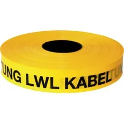 KELMAPLAST Trassen-Warnband 250 m Achtung LWL-Kabel gelb