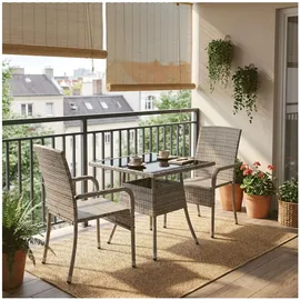 Juskys Yoro Rattanstuhl Grau meliert 2 St.
