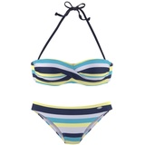 VENICE BEACH Bandeau-Bikini Damen marine-gelb-gestreift, Gr.42 Cup C,