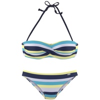 VENICE BEACH Bandeau-Bikini Damen marine-gelb-gestreift, Gr.42 Cup C,