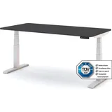 assmann büromöbel ASSMANN Elektrisch Höhenverstellbarer Familien Schreibtisch Pitino Curved Anthrazit Weiß, 140x70cm, Memoryfunktion, Kollisionsschutz - Schwarz