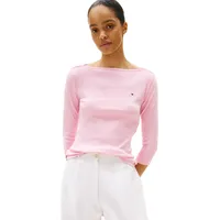 Tommy Hilfiger Damen Langarmshirt New Cody Slim U-Boot-Ausschnitt, Rosa