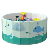 Faltbarer Pool Ohne Aufblasen - 100cm Rund Planschbecken Für Kinder - Hundepool Robust & rutschfest - Kinder-Wasser-Pool-Spielzeug - Schnelle Aufstellung - FürKinder, Hunde, Familien, Zuhause, Garten