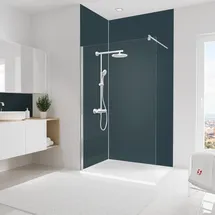 Schulte Duschrückwand Set Eck asymmetrisch DecoDesign 90 x 120 x 255 cm anthrazit