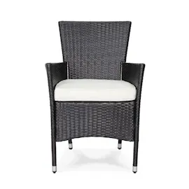 CASARIA Polyrattan Gartenstuhl 59 x 59 x 88 cm braun/creme 2er Set stapelbar