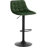 Woltu Barhocker Barstuhl Tresenhocker Bistrohocker Designer Hocker mit Rückenlehne, aus Samt und Metall, höhenverstellbar drehbar, Dunkelgrün