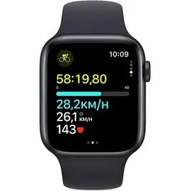 Apple Watch SE 2023 GPS 44 mm Aluminiumgehäuse mitternacht, Sportarmband mitternacht M/L