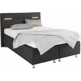Westfalia Schlafkomfort Boxspringbett, grau (strukturstoff anthrazit), mit LED-Beleuchtung, Liegefläche B/L: 140cm x 200cm, H3, 7-Zonen-Kaltschaummatratze, Bezug Unterbox und Kopfteil: Strukturstoff (77% Polyester und 23% Viskose);Bezug Obermatratze 100% Polyester, waschbar bis 